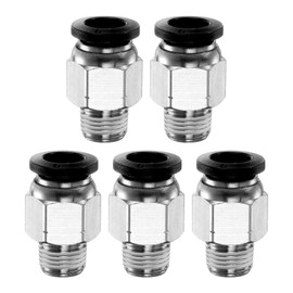 QUARKZMAN Pack of 5 Push-to-Connect Fitting 8 mm Hose OD x 1/8 Inch NPT Thread Male Straight Quick Connector Air Line Hose Fittings for Industrial Air System PC8-N01, Black