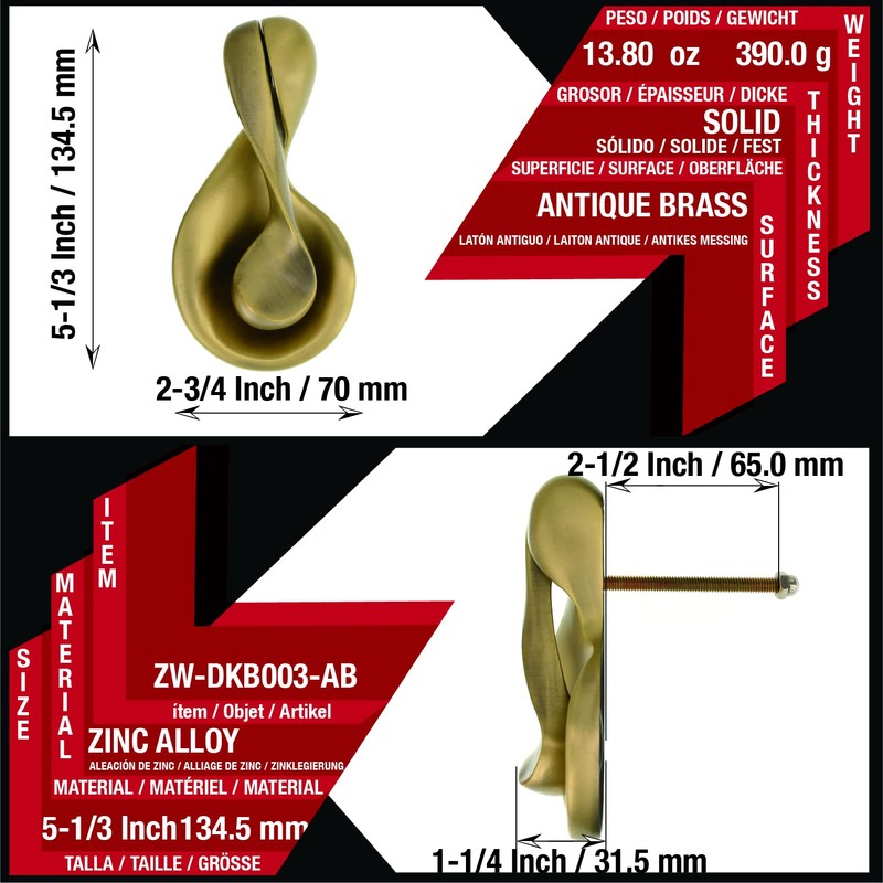 ZhongWang European Minimalist Ball Door Knocker (Antique Brass)