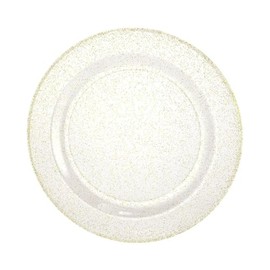 EcoQuality 7.5inch Premium White Gold Glitter Design Plastic Disposable Plates Elegant Durable Heavy Duty for Dinners Desserts Salads Wedding Parties Holidays (10)