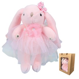 HAYAOKIYASAN Recital Present, Plush Bunny, Ballet, Piano, Girls, 6, 7, 8, 9, 10, 11, 12 Years Old, Elementary School Students, Junior High School, Birthday, Cute, Key Holder, Hand Included (Dore Usa,