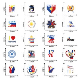 66Pcs Philippines Stickers Pack, Cartoon Aesthetic Vinyl Waterproof Decals for Water Bottle,Laptop,Phone,Skateboard,Scrapbooking,Bumper Decor for Kids Teens Adults Fans for Party Supply Decor