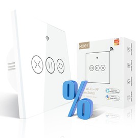 MOES WiFi WS-EUR-C Intelligenter Touch Panel Rolladenschalter für motorisierte Jalousie-/Rollladensteuerung, kompatibel mit Smart Life/Tuya App, Alexa und Google Home, Weiß