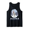 Alaska Sled Dogs Mushing Team Snow Sledding Mountain Scene Tank