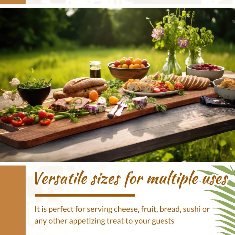 FoldTier Large Acacia Charcuterie Board with Handles 33 x 12