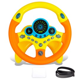 RedCrab Children's Steering Wheel Toy, 360° Rotation Simulated Portable Controller with Sound and Music Steering Wheel Toy for Car, Educational Toy Gift for Children, Boys and Girls