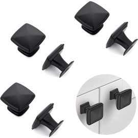 Jaladeras para Cajones,Manijas para Cajones para Clóset de Cocina,Cuadrado Mate con Un Solo Orificio,Aleación de Aluminio,Pomos de Cajones y Gabinetes,Negro (6)