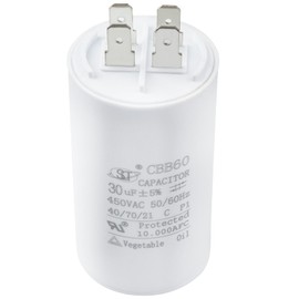 Motor Run Capacitor 30UF MFD CBB60 4 Pins 250V ~ 450V AC Volts, Round Cylinder, Metallized Polypropylene Film 30UF Capacitor