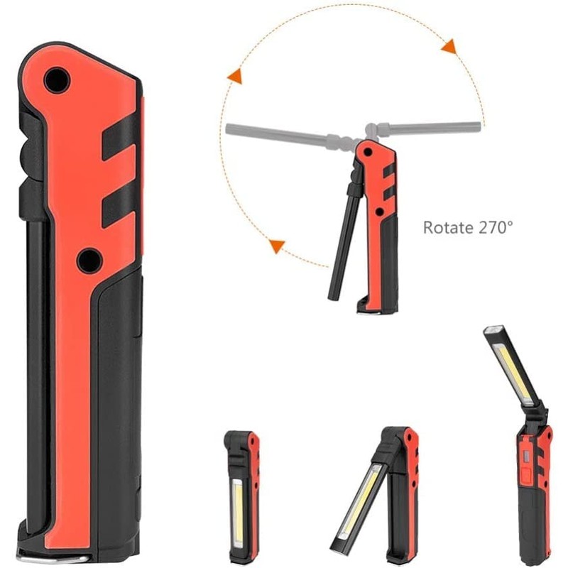 BESTSUN 270 Rotation Foldable LED Flashlight, Water-Resistant, USB Rechargeable, Magnetic