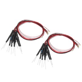 PATIKIL 0603 Pre-Wired Micro LED, 24 Pcs 3-6V Pre-soldered Mini Light Emitting Diodes Surface Mount Device for Model Building, DIY, Science Projects, 9.8" Length, Warm White