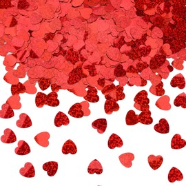 MARFOREVER Heart Shaped Glitter Confetti Valentine's Day Red Heart Table Confetti Metallic Foil Sprinkles Glitter Hearts for Wedding Bridal Shower Baby Shower Birthday Festival Party Decorations