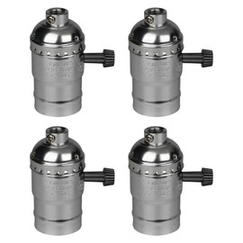 4 Pack 3-Way Lamp Socket Replacement E26 Screw Base Light Socket with Turn Knob Switch for Low- Medium - High Settings UL Listed Repair Kit for Lamp (Black)