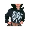 Chloefairy Women's Skeleton Print Crop Top Gothic Punk Hoodies Bandage