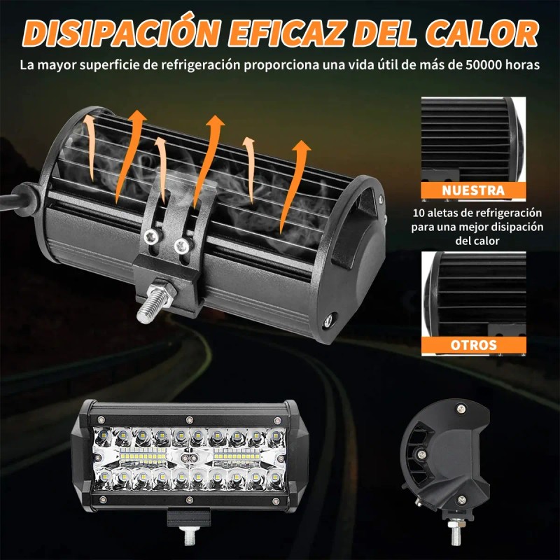 Par Faros 7''auxiliares 120w Triple-fila 6000k