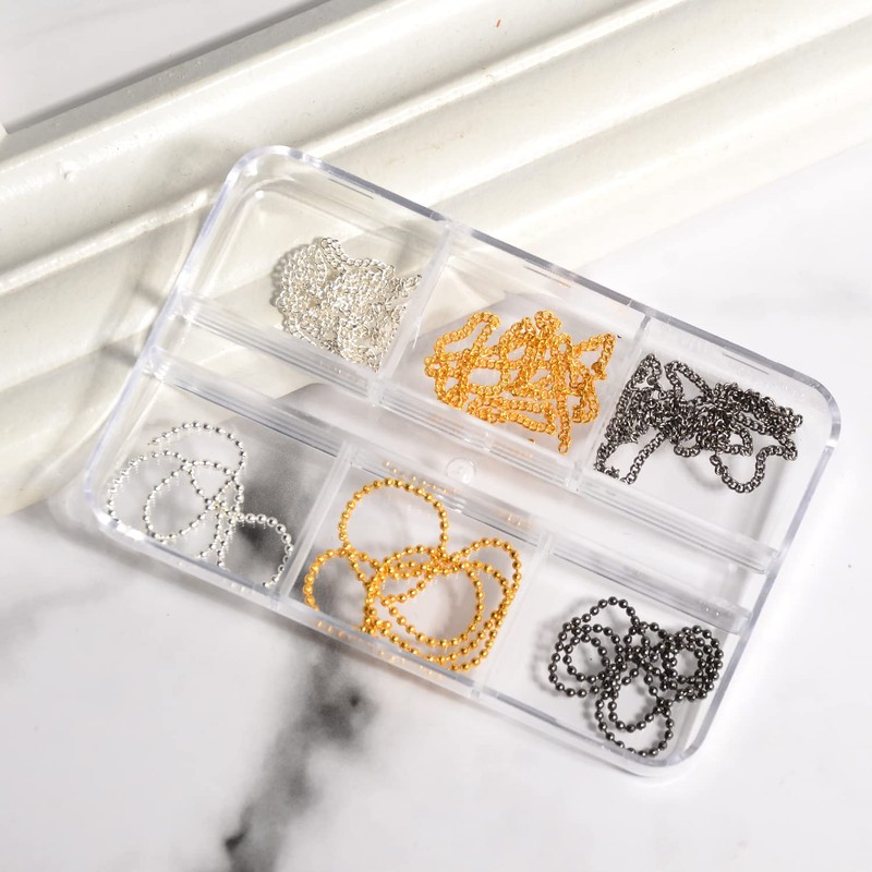 6 Strips Nail Chains for Nail Art 3D Metal Nail