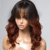 KHY.JNM 1b30 Ombre Brown Layered Cut Wavy Human Hair Wig