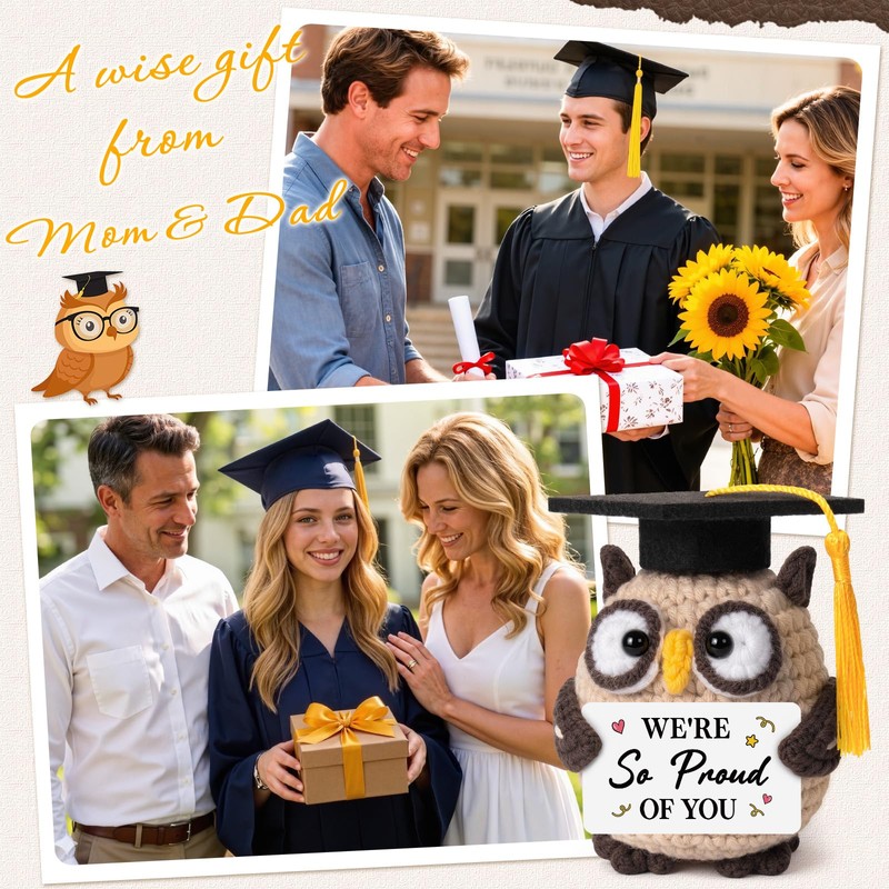 Graduation Gifts 2026, Crochet Owl with Grad Cap & Proud