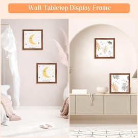 MOUDAMION 8x8 Wood Frame Brown, Natural Wooden 8x8in Picture Frames, Modern Golden 8 x 8inch Gallery Photo Pic Frame with HD Plexiglass, Horizontal Vertical Wall Mounting Tabletop Display 1Pcs