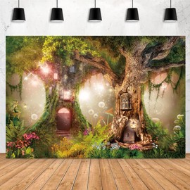 OFILA Spring Fairytale Forest Backdrop 7x5ft Jungle Enchanted Forest Photography Background for Baby Shower Kids Magic Garden Fairy Tale Birthday Party Decoration Portrait Photoshoot Studio Props