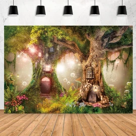 OFILA Spring Fairytale Forest Backdrop 7x5ft Jungle Enchanted Forest Photography Background for Baby Shower Kids Magic Garden Fairy Tale Birthday Party Decoration Portrait Photoshoot Studio Props