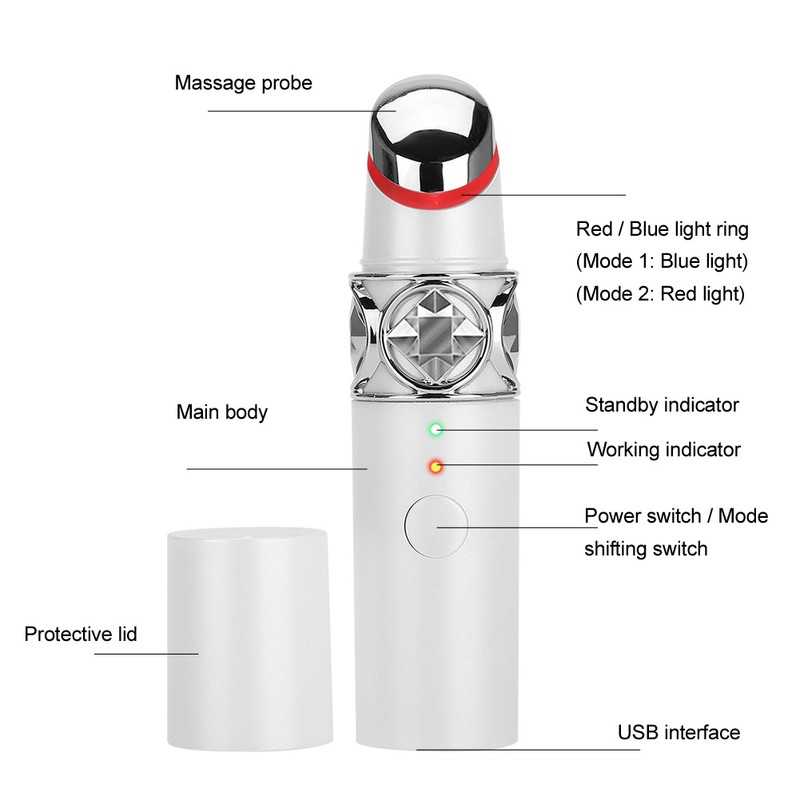 Portable Electric Heating Eyes Lip Massager Light Therapy Wrinkles Removing