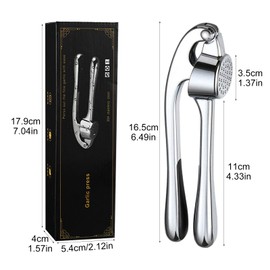 Garlic Press, Stainless Steel Kitchen Utensil, Professional Garlic Press Crusher, Efficient Tool for Garlic and Ginger, Easy to Clean Garlic Press, Garlic Press Dishwasher Safe