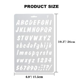 TSHAOUN 6 PCS Plastic Letter Stencil, Alphabet Painting Reusable Stencils, Assorted Styles Plastic Number and Letter, Letter Stencils Set, Artistic Drafting Drawing Templates Stencil Set (White)