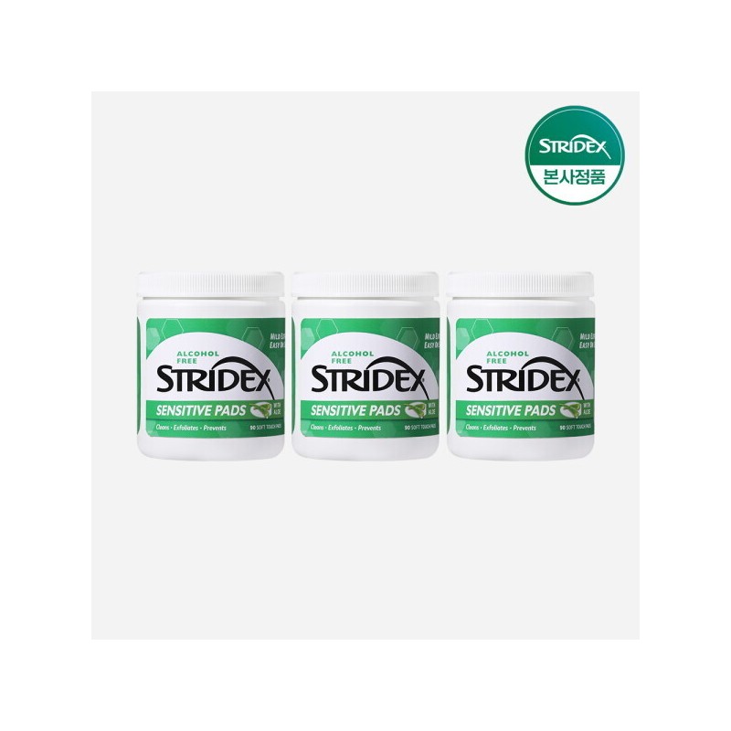 Stridex 스트라이덱스 센시티브 각질패드 90매x3개 Stridex Sensitive Exfoliating Pads 90