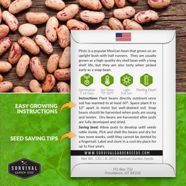 1 Pack Pinto Bean Seeds for Planting with Instructions for Growing Mottled/Peruano Beans in The Home Vegetable Garden - Non-GMO Open-Pollinated Heirloom & Untreated Seed - Survival Garden Seeds