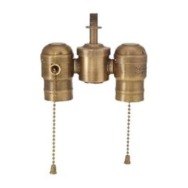 B&P Lamp® 2-Lite Cluster W/Pull-Chain Sockets, Antique Brass