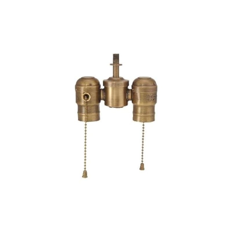 B&P Lamp® 2-Lite Cluster W/Pull-Chain Sockets, Antique Brass