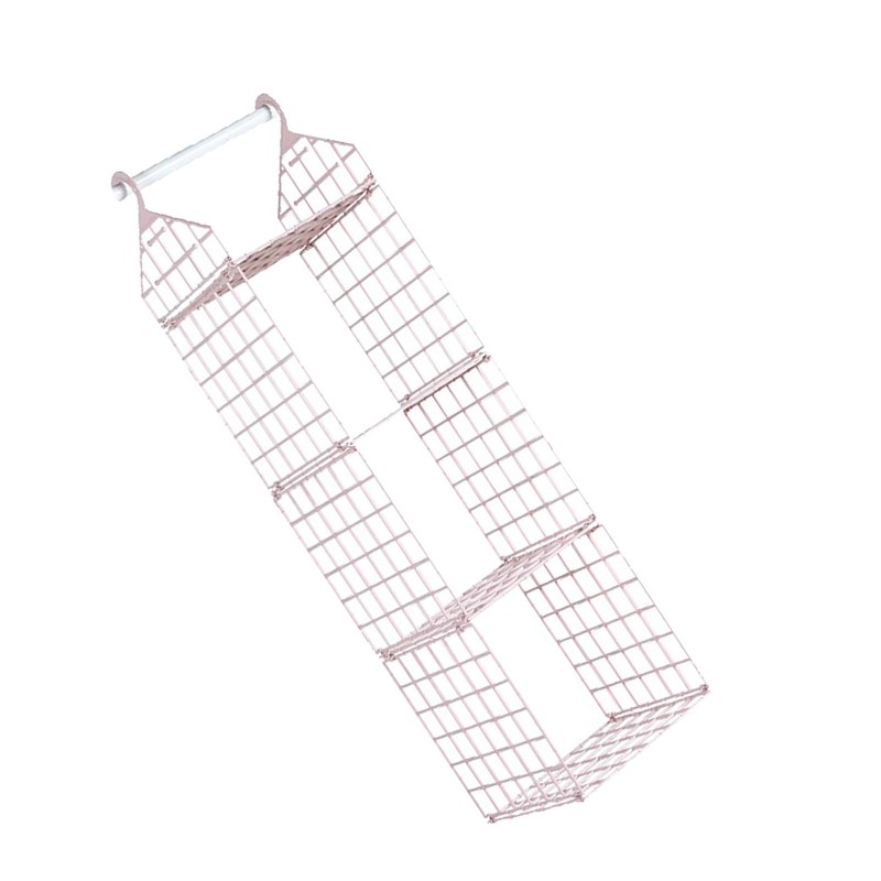 Hanging Closet Organizer 3 Tier Pink Storage Shelf Minimalist Grid
