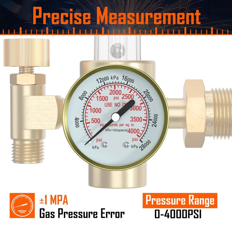 BETOOLL Argon/CO2 Mig Tig Flow Meter Gas Regulator Gauge Welding