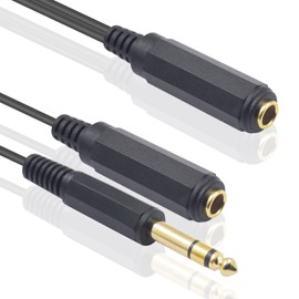 Duttek 1/4" Inch Splitter,1/4" TRS Stereo female to Dual 1/4" TRS Stereo Y Splitter Cable,6.35mm Guitar Cable,Quarter Inch Splitter Cord 25cm