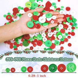 Megoogo 700 PCS Resin Chiristmas Buttons Assorted Buttons for Clothing 2 and 4 Holes Round Craft for Christmas Party Decorations Sewing DIY Crafts Manual Button Painting,DIY Handmade Ornament
