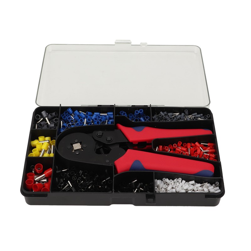 1201Pcs Electrical Wire Terminal Set Cold Pressed with Red Plier