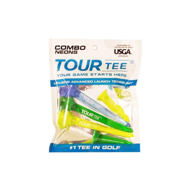 Tour Tee COMBO NEONS Golf Tee (Pack of 5) BLUE