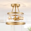 MERCASA Modern Gold Semi Flush Mount Ceiling Light,3-Lights Gold Glass