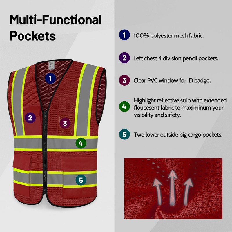 LIZMOF Construction Vest for Men Women, Hi Vis Safety Vest