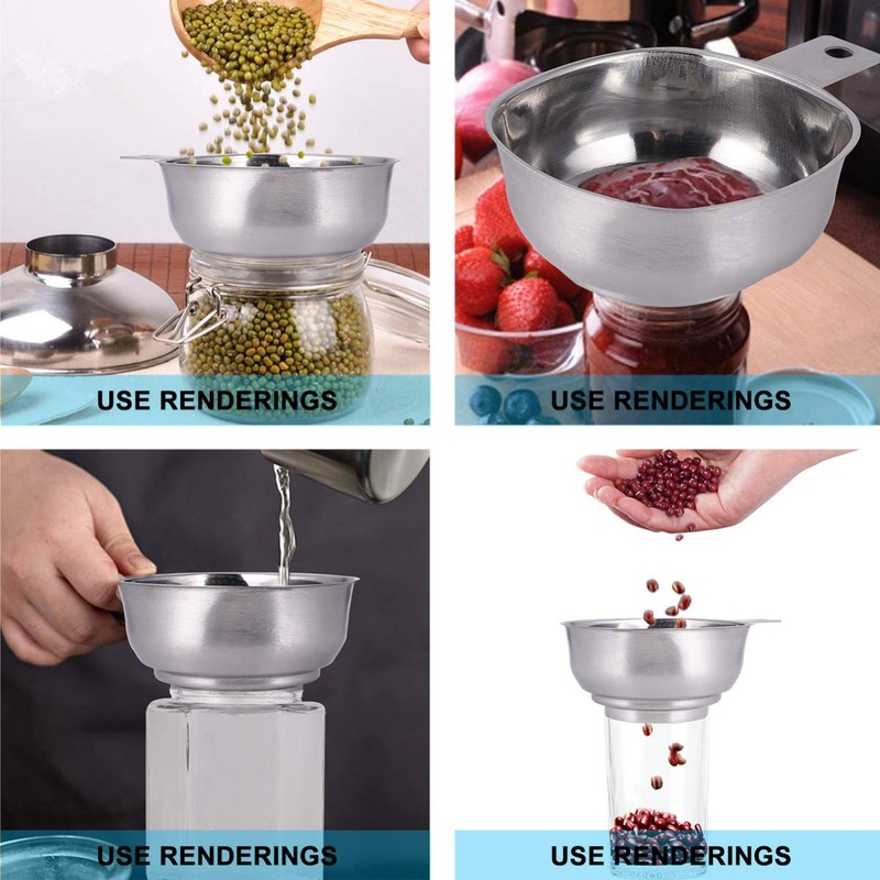 Cabilock Canning Funnel Stainless Steel Wide Mouth Kitchen Funnel with