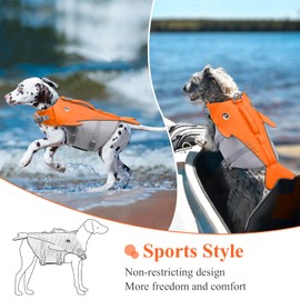 Vivaglory Sporty Style Dog Life Jacket, Whale Shaped Life Jacket for Small Dogs with Excellent Buoyancy and Rescue Handle, Neon Orange, S