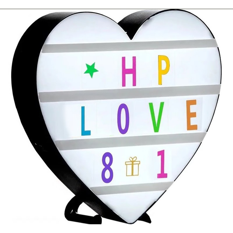 Cinema Light Box Black Heart Shaped LED Light Up Light