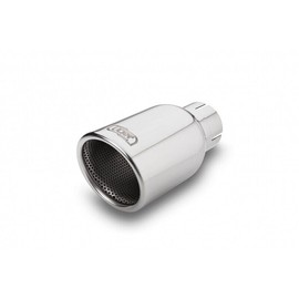Exhaust Trim Tailpipe 90 mm Round Bevelled Stainless Steel Polished Round Trim Exhaust Tuning with Absorber (for 65 mm Connection)