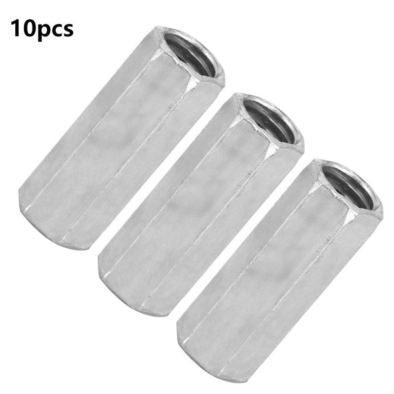 10pcs Long Rod Nut Hex Coupling Nuts Hexagonal Sleeve Nut