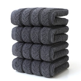 DDSColour 100% Ring-Spun Cotton Hand Towels for Bathroom Set of 4 (13.4x29.5 inches) -Perfect for Daily Use， Soft, Absorbent & Quick-Drying Bath Towels for Bathroom, Gym, Spa & Hotel Use (Dark Grey)