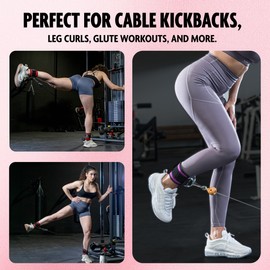 DMoose Fitness Ankle Straps for Cable Machines - One Size Fit with Premium Padding, Glute Kickback Ankle Strap for Women & Men, Cable Attachments for Gym, Booty Workouts & Hip Abductors