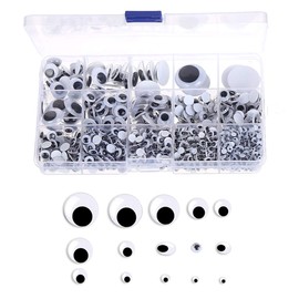 CCINEE 1150pcs Wiggle Eyes Assorted Size Bulk Plastic Googly Eyes Self Adhesive 4mm-25mm for Craft Sticker DIY Project Supply