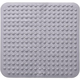 Shower Mat, Non Slip Square Bath Mat, 48 x 48 cm Shower Mat Non-Slip, Non-Slip mat With Suction Cups, Suction Cups Machine Washable Square, for Sauna, Shower Room, Drain Holes（Grey）
