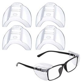 Side Shields for Glasses 2 Pairs – Soft TPU Safety Glasses Side Protectors – Impact-Resistant, Easy to Install – Fit Eyeglass Arms Under 10mm – Transparent Design for Eye Protection at Work