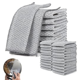 ICHOWHO 30 Pcs Wire Dishwashing Cloths, Double Layer Dish Cloths for Washing Up Non Scratch Wire Cleaning Cloths Reusable Scourers Tea Towels for Kitchen Dishes Pots Sinks Counters, 20x20 cm