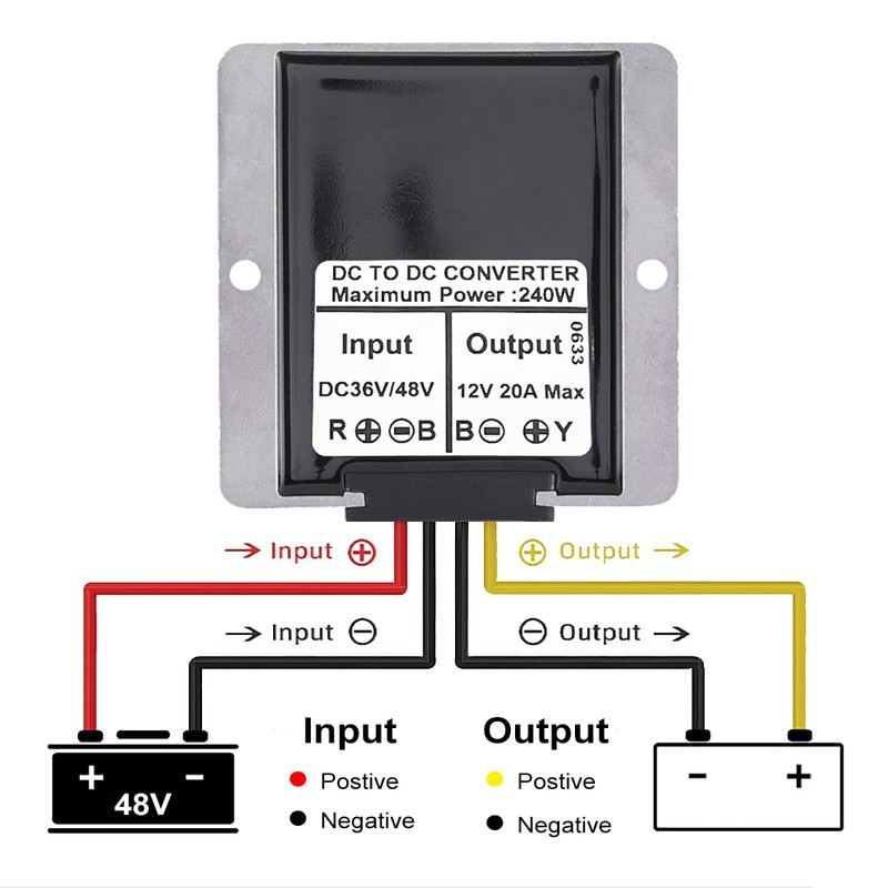 DC-DC 36V/48V to 12V 20A 240W Golf Cart Step-Down Converter,Voltage